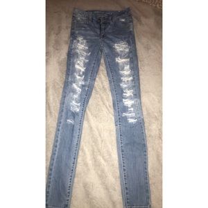 Distressed  American Eagle High Rise Jeggings